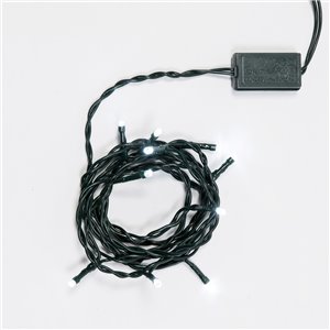 Chain 10 LEDs Ice White - fixed light - lamps pitch 20 cm - L 2 m - 230V - indoor use