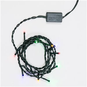 Multicolor 10 LED chain - fixed light - lamps pitch 20 cm - L 2 m - 230V - indoor use