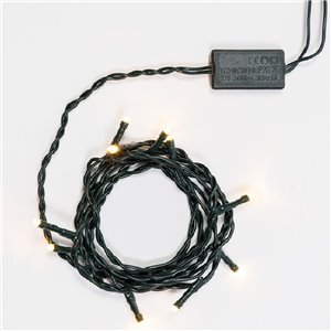 10 LED Kette Warmes Licht - Festes Licht - Lampenabstand 20 cm - L 2 m - 230V - Innenbereich