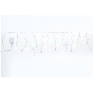 Stalattiti LED – 160 LED Multicolor – giochi luce – L 4,00 m × H max 30 cm – 24V – filo trasparente – uso esterno