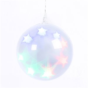 Sphère digitale LED Ø 15 cm - 48 LED multicolores - fil transparent - jeux de lumière digitaux - 5V - intérieur