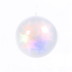 Sphère digitale LED Ø 20 cm - 48 LED multicolores - fil transparent - jeux de lumière digitaux - 5V - intérieur