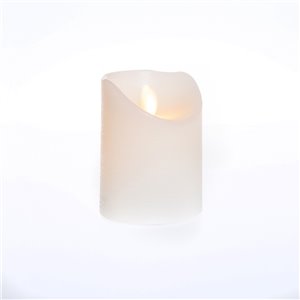 Vela de cera marfil LED efecto llama real - H 10 cm - 1 LED efecto llama de luz cálida - funciona con pilas - con temporizador - uso en interiores