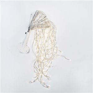 Cascata NanoLED e Filo Argento con Supporto in Metallo – H max 100 cm – 560 NanoLED luce calda – luce fissa – uso esterno