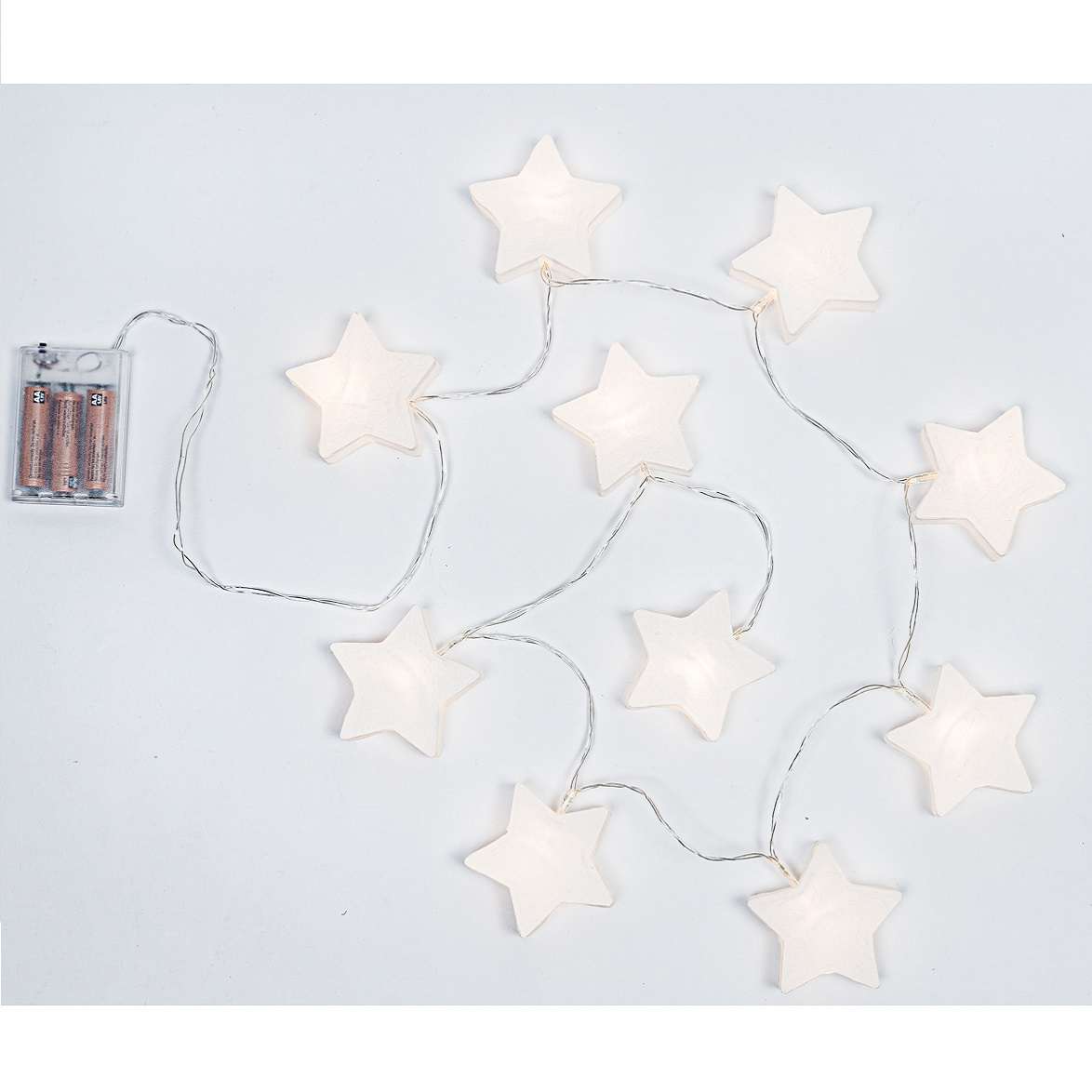 10 Stelline 3D Carta di Riso LED H 7 cm – 10 LED luce calda – luce fissa – a batteria – uso interno