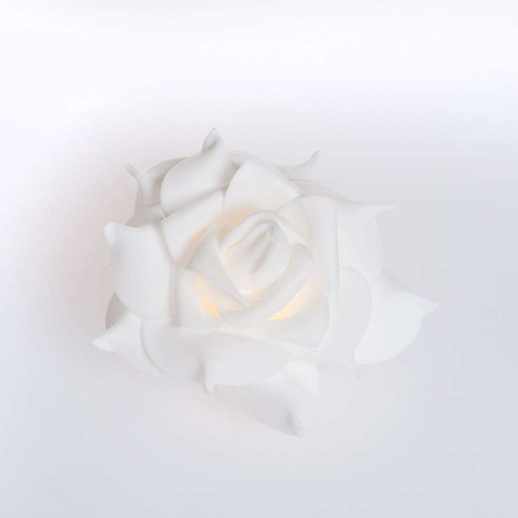 Set 2 Rose LED Bianche Ø 8 cm – 1 LED luce calda – luce fissa – a batteria – uso interno