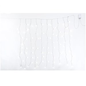 Fusion LED-Vorhang - 400 LEDs Eisweiß/Warmes Licht - Fusion Farbwechselspiele - B 4,30 m × H 1 m - 24V - Transparentes Kabel - Verwendung im Freien