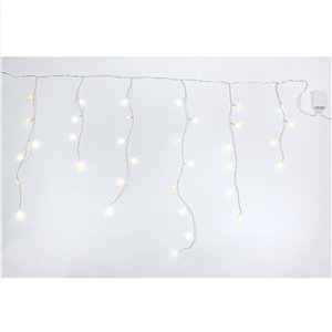 LED Stalaktiten - 72 LEDs warmes Licht - Lichtspiele - B 2,20 m × H max. 80 cm - 31V - transparenter Draht - anschließbar (max. 3 Sets) - für den Außenbereich