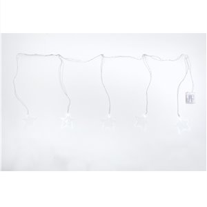 Tenda 5 Stelle in Acrilico LED H 12 cm – L 140 cm × 54 cm – 5 LED chiari flashing – filo trasparente – a batteria – uso interno