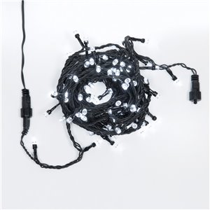 100 Mega LED Ice White Chain - Ø LED 8 mm - Lichtspiele - L 10 m - anschließbar (max. 5 Sets) - schwarzer Draht - 31V - Außeneinsatz