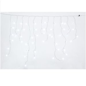 Stalattiti Mega LED Bianco Ghiaccio – 180 Mega LED Ø 8 mm – giochi luce – L 3,60 m × H max 80 cm – collegabile (max 5 set) – filo bianco – 31V – uso esterno