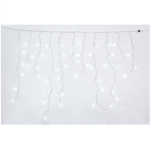 Stalattiti Mega LED Ice – 180 Mega LED Ø 8 mm – giochi luce – L 3,60 m × H max 80 cm – collegabile (max 5 set) – filo bianco – 31V – uso esterno