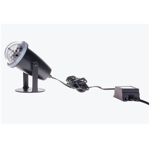 Proiettore LED – 3 LED multicolor – gioco luce rotante – 13×7×18 cm – 12V – uso esterno