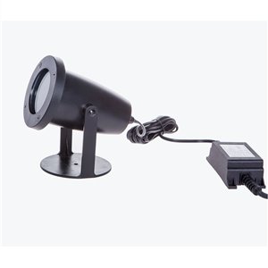 Proiettore LED – 4 LED – stelle bianche, soggetti vari multicolor e fiocchi di neve bianchi assortiti – gioco luce rotante – 14×6×15 cm – 12V – uso esterno