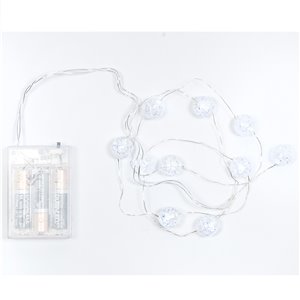 Sphères NanoLED en acrylique - 10 NanoLEDs transparentes - L 90 cm - lumière constante - fonctionne sur piles - usage intérieur