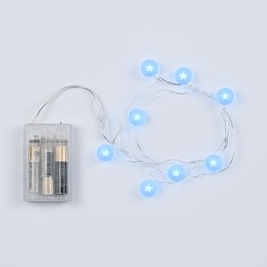 Sferette Bianche con Stella NanoLED – 10 NanoLED chiari – L 90 cm – luce fissa – a batteria – uso interno