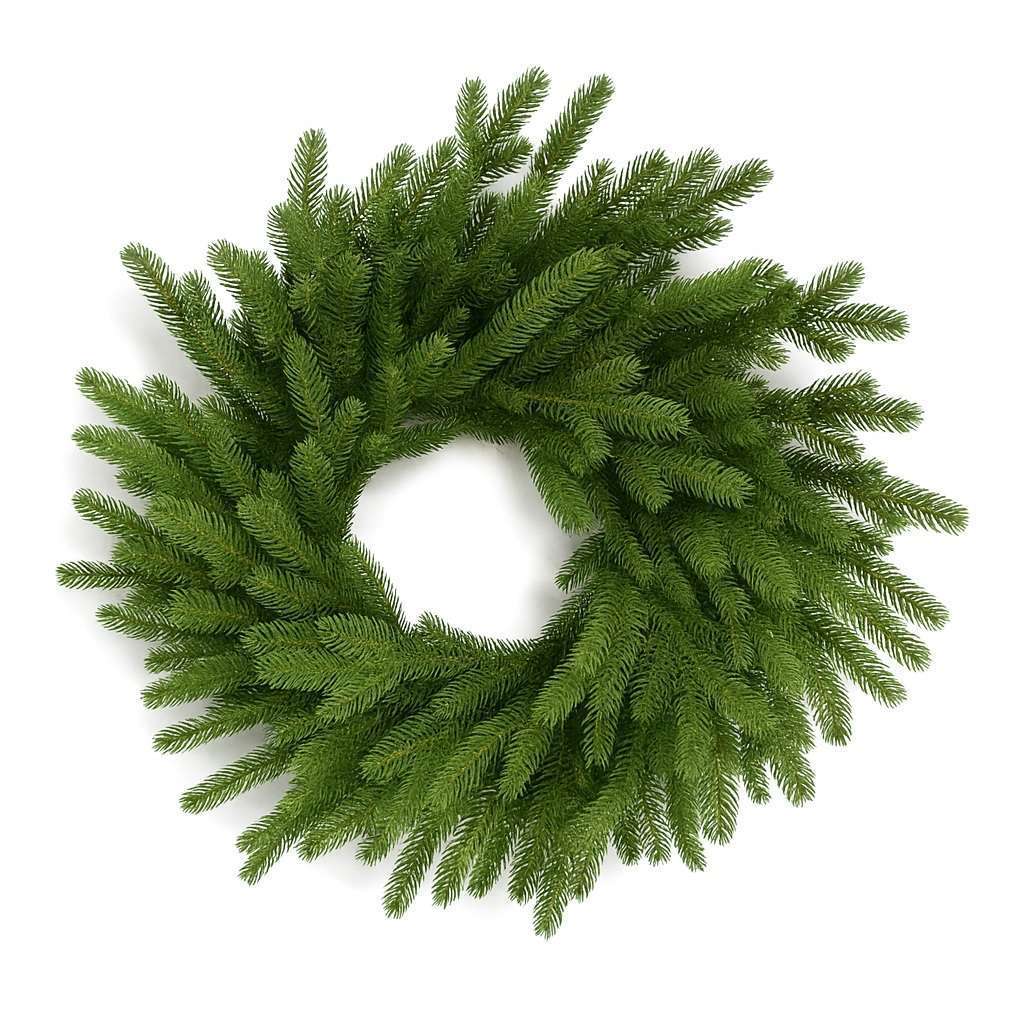 Ghirlanda Natalizia Real Touch Everest Ø 60 cm Moranduzzo con aghi realistici effetto pino naturale su sfondo bianco.