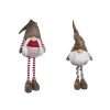 Set 2 gnomi natalizi Moranduzzo Milva e Fiero con gambe allungabili da 30 a 80 cm, decorazione in tessuto marrone e rosso.