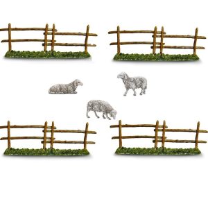 Recinto Componibile con 3 Pecore Landi per Presepe 15x2x4 cm