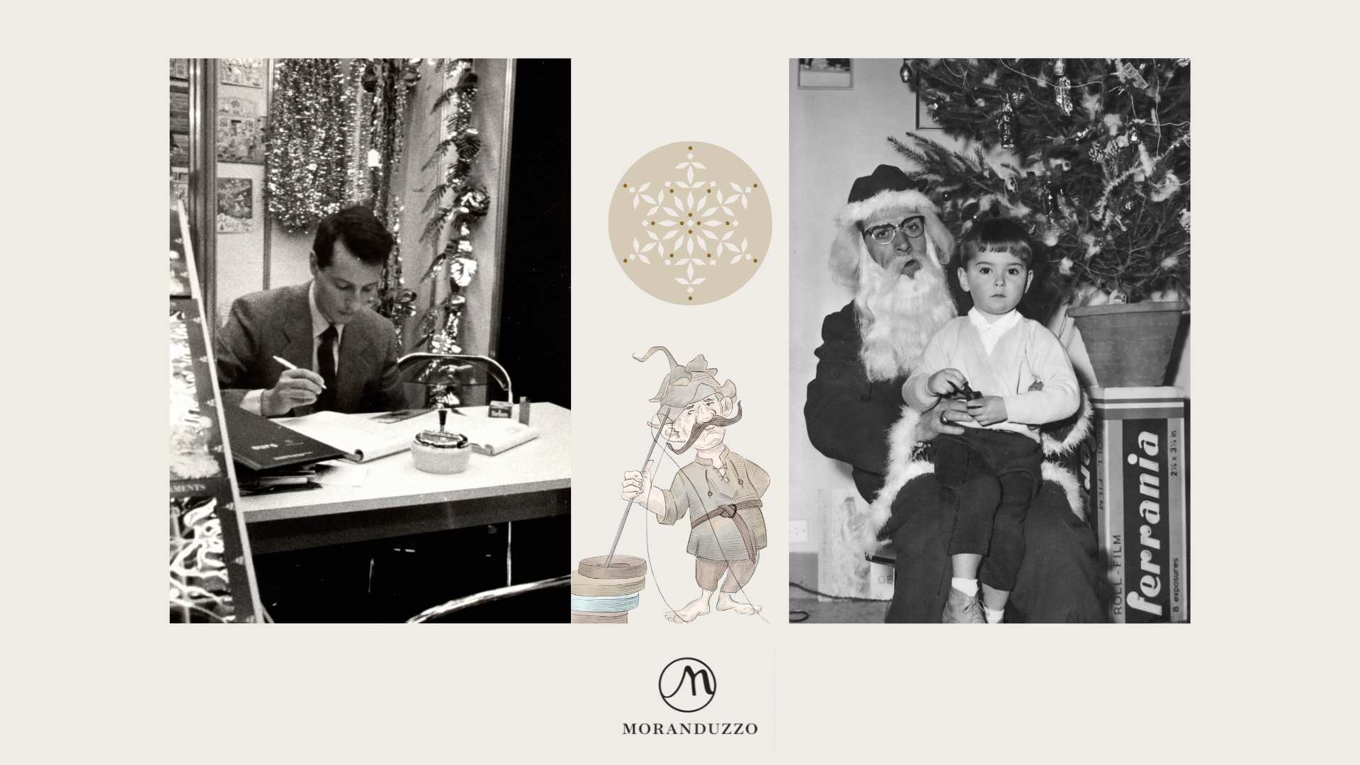 Dario Moranduzzo fondatore della prima fabbrica italiana di decorazioni natalizie 1946 Firenze