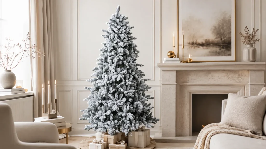 Salotto elegante con albero di Natale Innevato Cristallo Moranduzzo