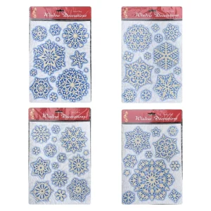 Set da 3 Vetrofanie con fiocchi in rilievo flock cm 24x32