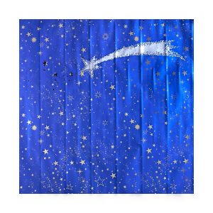 Rotolino 100×70 cm Blu Stelle con Cometa Argento per Presepe