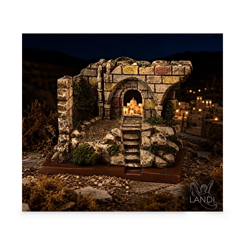 Ruin on brown base h 8.5 cm for nativity scene