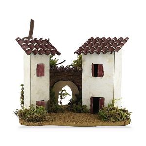 Casette con Tegole e Arcata Centrale 15x10x14 cm per Presepe