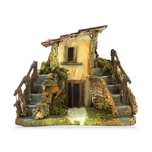 Casetta Rustica con Scalinata 20x15x17 cm per Presepe