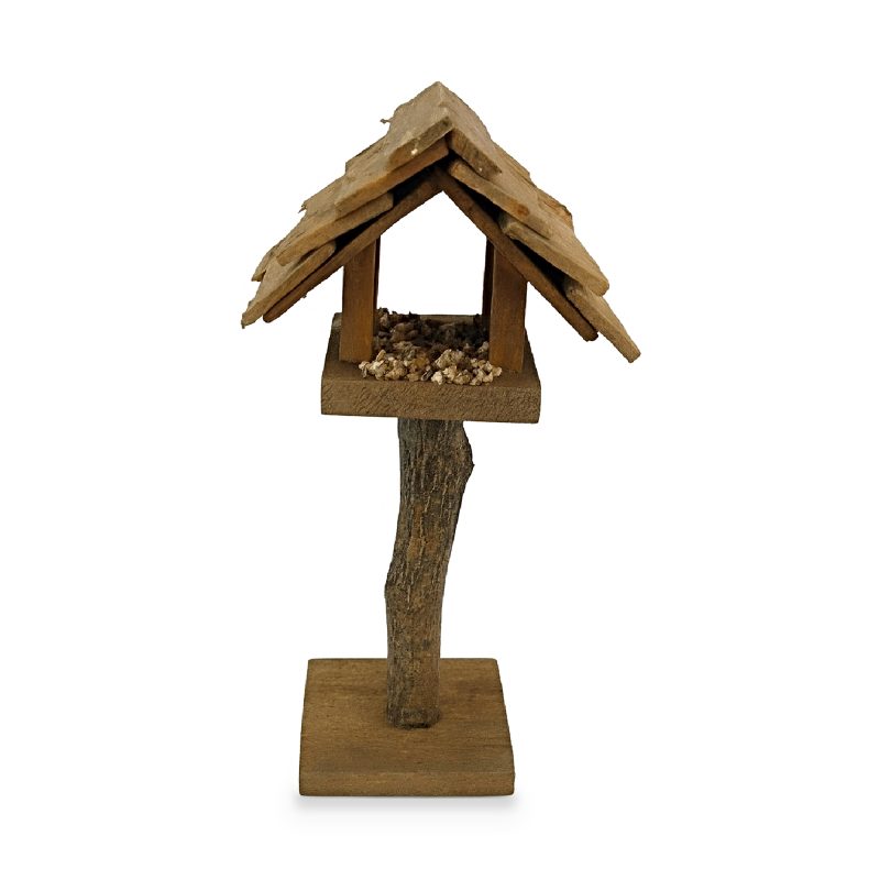 Casetta degli Uccelli su Palo in Legno per Presepe 5x3,5x10,5 cm