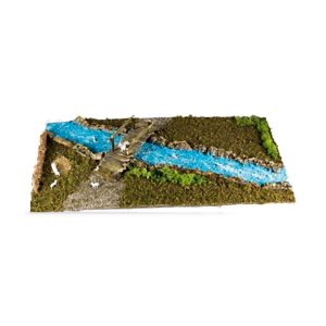 Base Presepe in Legno con Fiume 76x40x7,5 cm