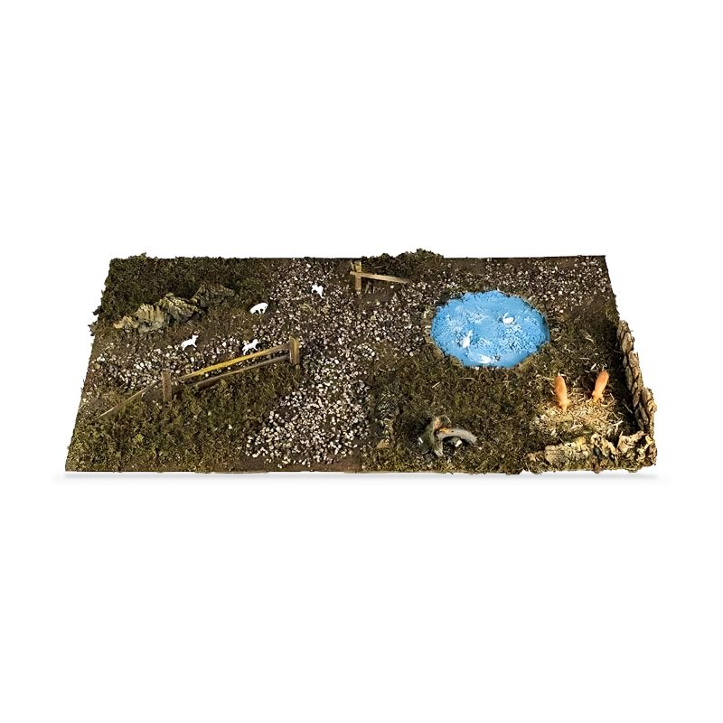 Base Presepe in Legno con Lago 76x40x6 cm