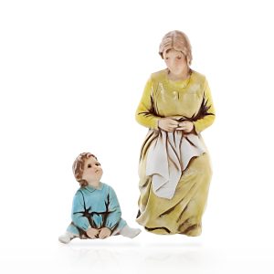 Donna che Rammenda e Bambino Standard 10 Stile Napoletano per Presepi in Scala 1:20