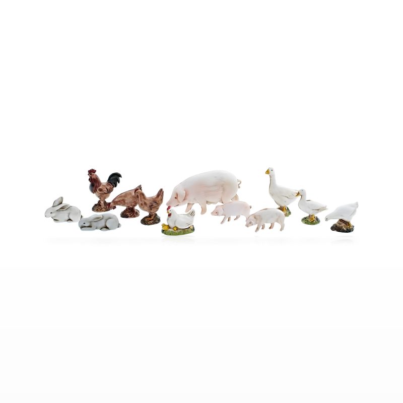 Set 12 Animali da Cortile Standard 10 per Presepi in Scala 1:20