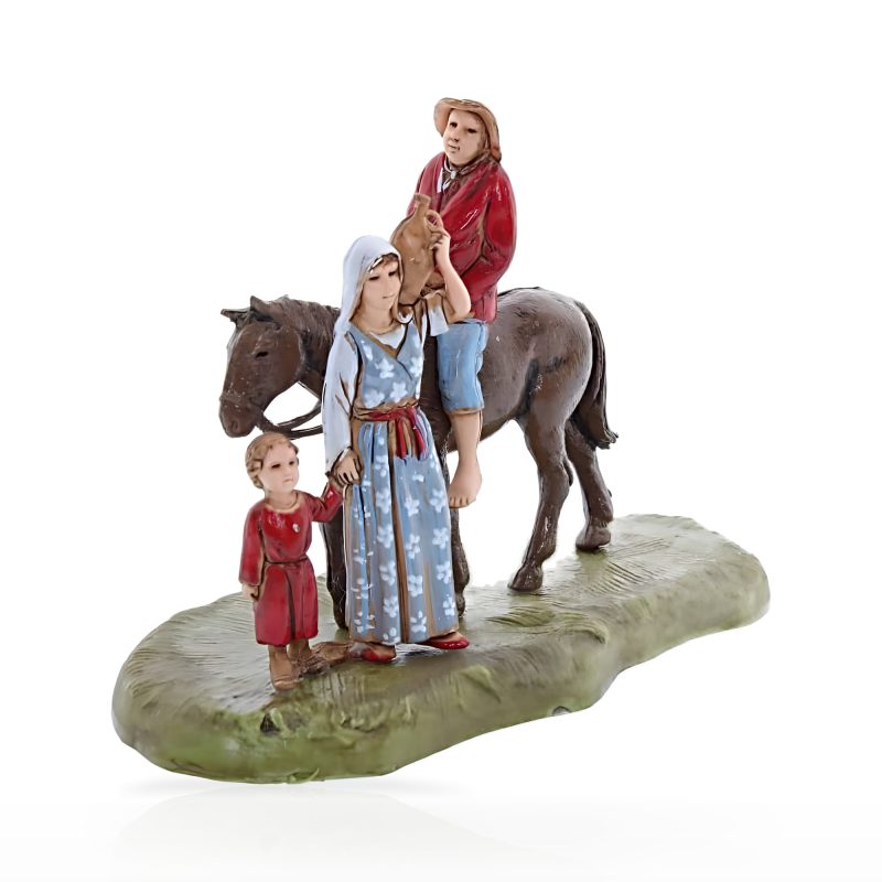 Homme à cheval avec famille Mini 6 Scène napolitaine pour crèches à l’échelle 1:32