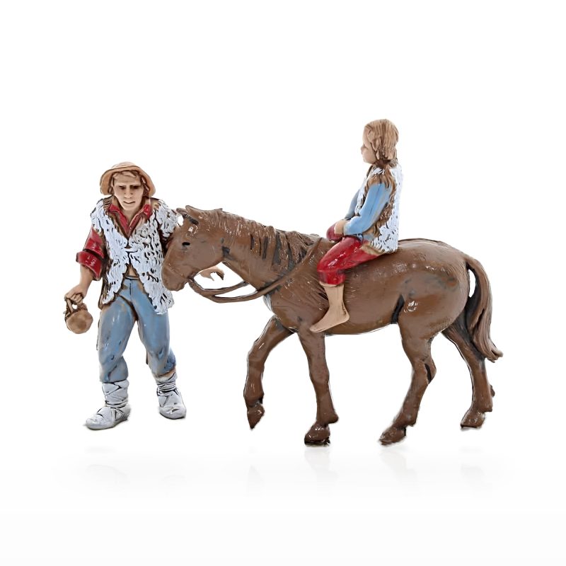 Scene Man with Child on Horseback Mini 6 Neapolitan for Nativity Scenes in Scale 1:32