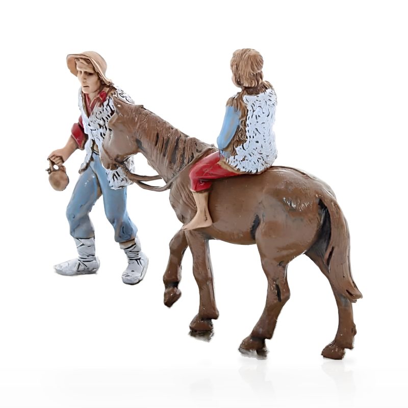 Scene Man with Child on Horseback Mini 6 Neapolitan for Nativity Scenes in Scale 1:32