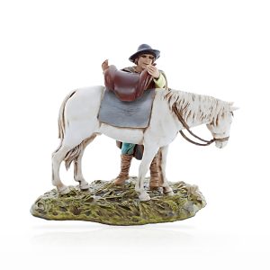 Gruppo Uomo e Cavallo Standard 10 Stile Napoletano per Presepi in Scala 1:20