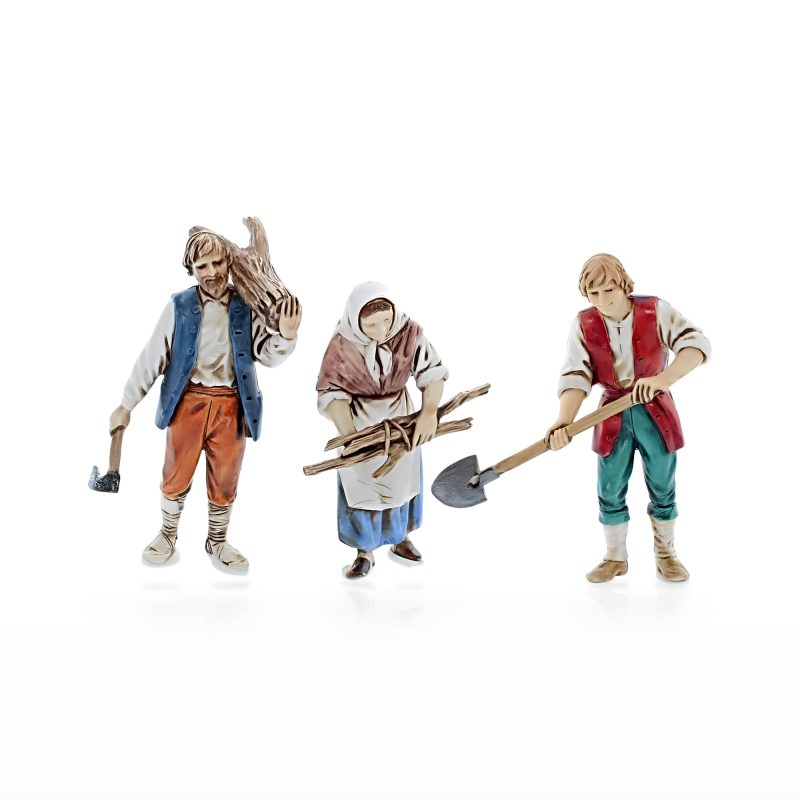 Uomo con Legna, Donna con Legna e Uomo con Pala Standard 10 per Presepe in Stile Napoletano Scala 1:20