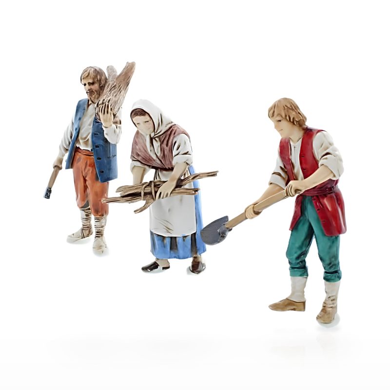 Uomo con Legna, Donna con Legna e Uomo con Pala Standard 10 per Presepe in Stile Napoletano Scala 1:20