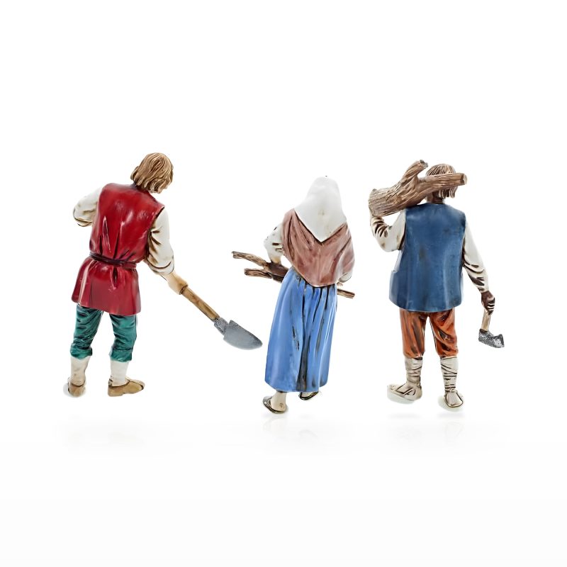 Uomo con Legna, Donna con Legna e Uomo con Pala Standard 10 per Presepe in Stile Napoletano Scala 1:20