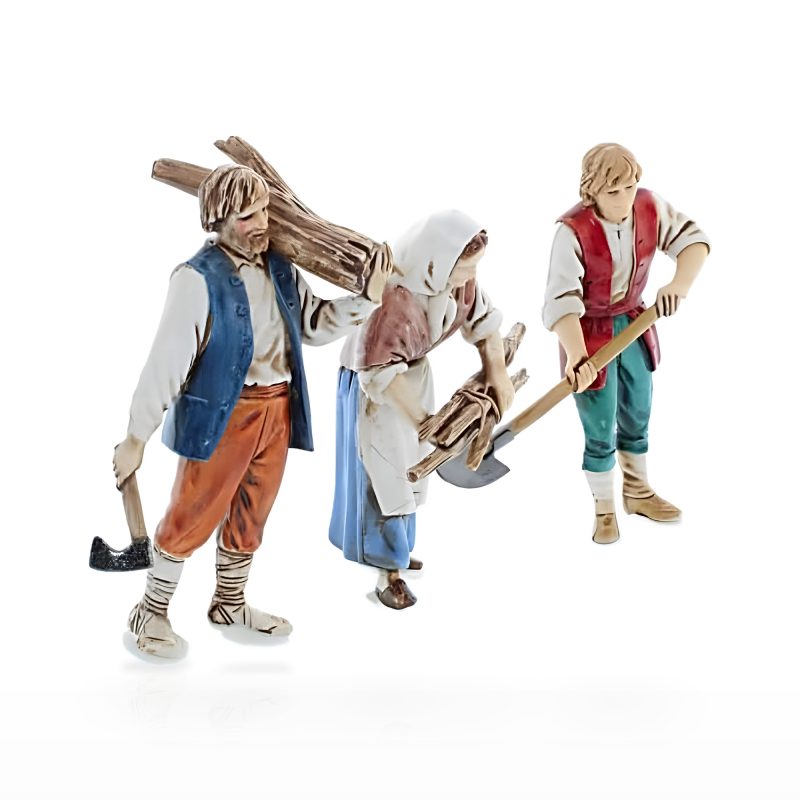 Uomo con Legna, Donna con Legna e Uomo con Pala Standard 10 per Presepe in Stile Napoletano Scala 1:20