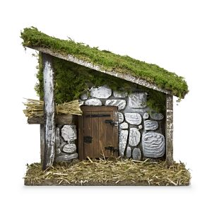Capanna con Porta e Muro per Presepe 23x10x21 cm