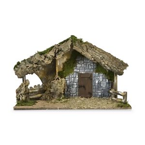 Capanna con Porta e Muro per Presepe 64x30x40 cm