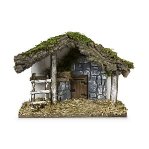 Capanna con Porta e Scala per Presepe 32x17x24 cm