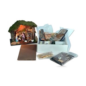 Capanna Presepe Kit Fai da Te 33x18x24 cm con Natività 10 cm