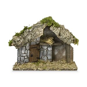 Capanna con Porta e Muro per Presepe 28x15x23 cm