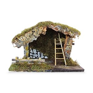Capanna per Presepe 33x18x23 cm con Natività 10 cm
