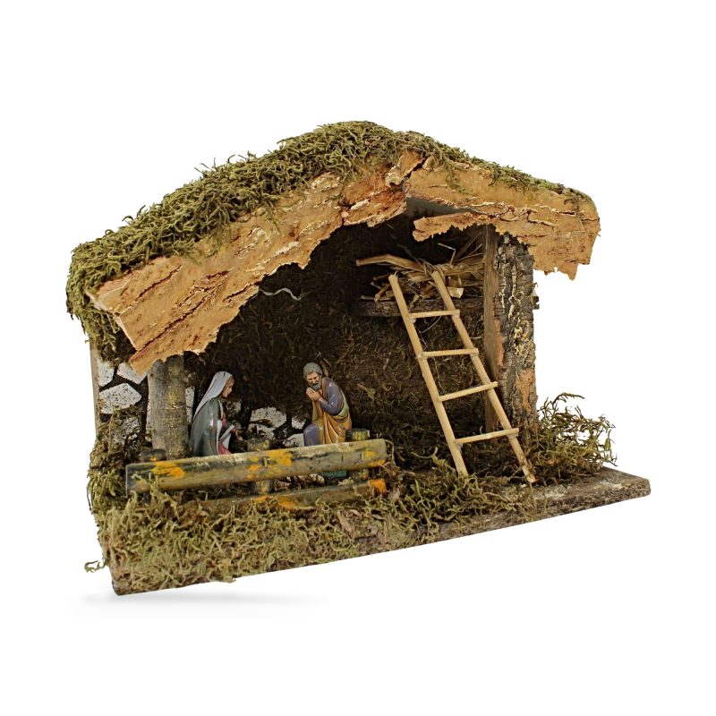 Capanna per Presepe 33x18x23 cm con Natività cm 10